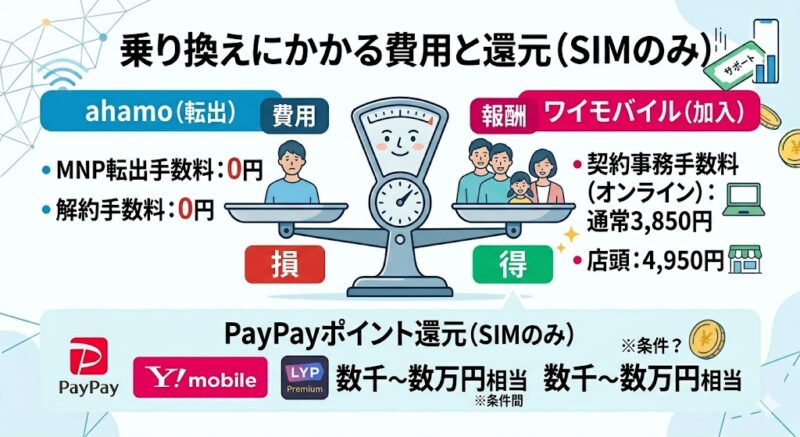 ahamoからワイモバイルへの乗り換え手数料